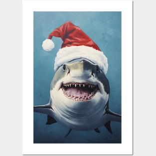 Shark Santa Claus Christmas Posters and Art